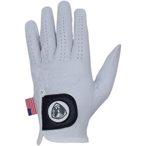 100% Cabretta Leather Golf Glove, Non-Slip Grip and Full Finger Protection, Soft Pure White Ventilated Golf Glove