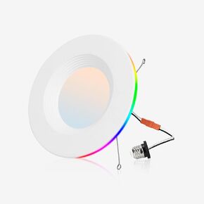 1 Pack Smart LED Recessed Lighting 6 Inch Retrofit with RGB Back Light, 12W 2700K-6000K Color Changing Retrofit Recessed Lights, Work with Alexa/Google Assistant/Siri