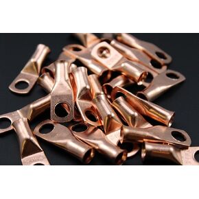 6 Gauge Copper 1/4 Ring 25 PK Crimp Battery Lug Terminal Connector AWG GA CAR Eye CUR614