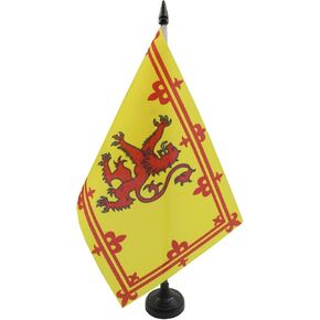 AZ FLAG Kingdom of Scotland Table Flag 5'' x 8'' - Royal Scottich Desk Flag 21 x 14 cm - Black Plastic Stick and Base