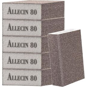 Sanding Sponge 80 Grit Washable and Reusable Sandpaper Block Wet Dry Sand Blocks for Wood Drywall Metal Crafts (Pack of 6 Pcs)