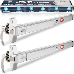 IRONWALLS Door Push Bar Panic Exit Device, 27.5" Stainless Steel Commercial Emergency Exit Panic Bar Handle Black, Emergency Exit Door Hardware for 27.5"-41" Doors