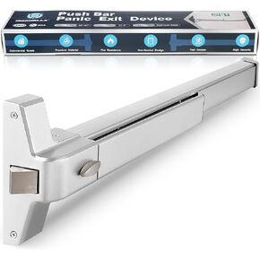 IRONWALLS Door Push Bar Panic Exit Device, 27.5" Stainless Steel Commercial Emergency Exit Panic Bar Handle Black, Emergency Exit Door Hardware for 27.5"-41" Doors