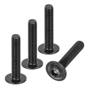 uxcell 50Pcs M5-0.8x8mm Flanged Button Head Socket Screws, 304 Stainless Steel Socket Drive Fasteners Bolts, Fully Thread Machine Screws, Black