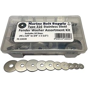 316 Stainless Steel Fender Washer Assortment Kit by Marine Bolt Supply 6-116146