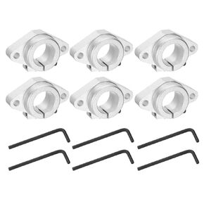 uxcell 6pcs SHF25 Aluminum Linear Rod Rail Shaft Support for 25mm Diameter Shaft, Linear Motion Rail Guides Mounting Bracket for CNC Machine, 3D Printer, Automation Equipment, Silver Tone