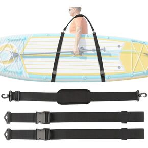 Paddle Board Carrying Strap - Adjustable Hands-Free Paddle Board Strap with Paddle Carrier Velcro Pieces and Soft Shoulder Strap, Paddle Board Accessories Suitable for SUP, Kayak and Surfboard