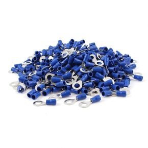 uxcell 1000pcs RV2-6 Pre Insulated Ring Terminals Blue for 1/4" Stud AWG 16-14 Wire
