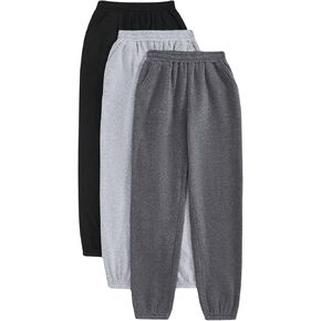 WDIRARA Women's 3 Pack Fleece Sweatpants Athletic Workout Active Joggers with Pockets