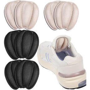 4Pairs Self Adhesive Tongue Pads for Shoes, Non-Slip Tongue Cushion Insert, Shoe Size Reducer Shoe Filler for Too Big Shoes Heel Pads Replacement for Men Women Loose Shoe(Black)