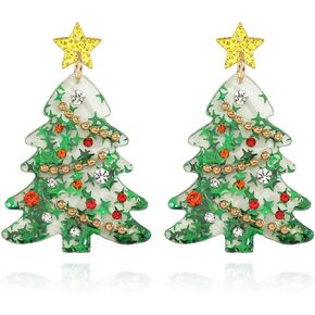 Christmas Earrings for Women Cute Christmas Bow Tree Snowflake Santa Claus Jingle Bell Drop Dangle Earrings Xmas Holiday Party Favors Decor Accessories