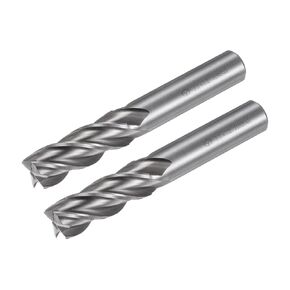 uxcell 2pcs Carbide End Mills 4-Flute 13mm / 0.51" High-Speed Steel CNC Milling Cutter Bits Tool with Straight Shank for Aluminum Steel Cutting Metalworking