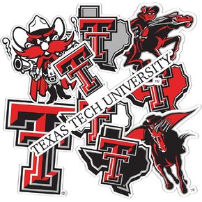 Desert Cactus Texas Tech University Sticker TTU Red Raiders Stickers Vinyl Decals Laptop Water Bottle Car 13.5x11 Sheet T2 (Type 2-2)