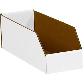 Ship Now Supply SNBINMT512 Open Top Bin Boxes, 5" x 12" x 4-1/2", 5" Width, 4.5" Height, 12" Length, White (Pack of 50)