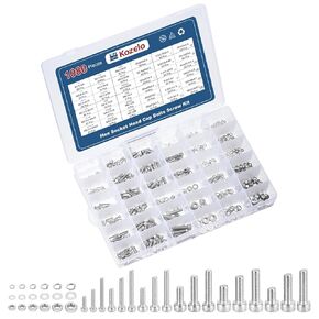 1080pcs Socket Head Cap Screws Bolts Nuts Assortment Kit - [M2/M2.5/M3/M4/M5/M6] 304 Stainless Steel Allen Socket Drive for 3D Printer