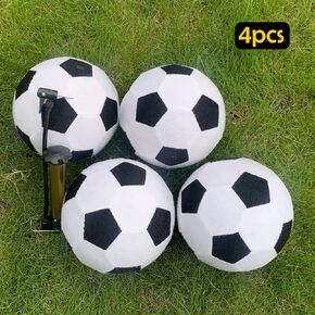 Inflatable Felt Soccer Ball Sticky Soccer Ball Kick Darts Ball for Inflatable Soccer Darts with Magic Tape-Set of 4 Balls (Black-White)