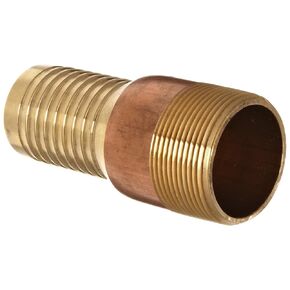 Dixon BST20 Brass Hose Fitting, King Combination Nipple Threaded End with No Knurl, 1-1/2" NPT Male x 1-1/2" Hose ID Barbed