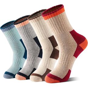 4 Pairs Wool Socks for Men Women, Thermal and Breathable Hiking Socks Boot Socks, Winter Thick Warm Cozy Merino Wool Socks