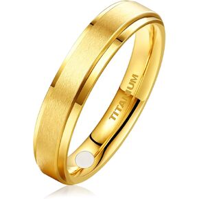 JEROOT 8mm Black Titanium Magnetic Ring for Men, 5mm Silver Pure Titanium Magnetic Ring for Women, Healing Ring with 3500 Gauss Magnets for Jewelry Gifts