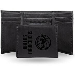 Rico Industries NBA Dallas Mavericks Black Laser Engraved Bill-fold Wallet - Slim Design