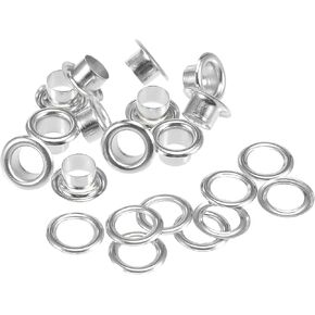 uxcell Grommets Eyelets with Washers Kit, 10.5 x 6 x 5mm Copper Grommet for DIY or Craft Projects Silver Tone 100 Set