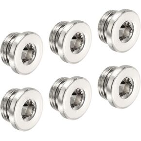 PATIKIL G1/2 Internal Hex Head Pipe Fitting Plug, Male Thread 45# Steel Socket Plug with Sealing Ring for Terminate Pipe Ends