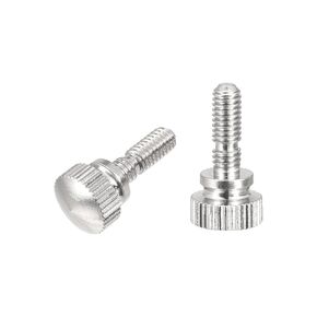 uxcell Knurled Thumb Screws, M4x12mm Brass Slotted Thread Shoulder Bolts Grip Knobs Fasteners, Nickel Plated 5Pcs