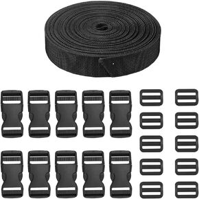 XTACER 11 Yard 1 Inch Molle Utility Strap Webbing & Plastic Release Buckle & Flat Side Release Buckles