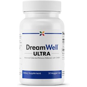Stop Aging Now - DreamWell Ultra - Advanced Melatonin with GABA - Nervousness and Stress Relief, Sleep Support - Non-Drowsy and Non-Habit Forming - 30 Vcaps