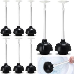 6 Pcs Toilet Plunger Bulk Heavy Duty Plunger for Bathroom Double Thrust Rubber Force Cup Toilet Bowl Plunger for Drain Toilet Clog Remover Commercial Industrial Use Black 16.73 Inches