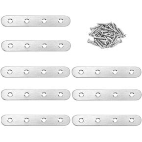 8 Pcs Stainless Steel Straight Brace Flat Straight Braces (3.8 x 0.8 inch / 96 x 20 mm) Straight Brackets with Screws