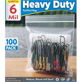 Heavy Duty Ziplock Bags, 8mil Extra Strong Resealable Clear bags, Thick Big Clear Poly Zip Food Safe Storage Bags, Large - 10"x12" Pack 25
