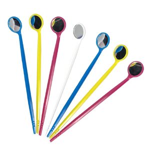 100 pcs Disposable Dental Mirror Anti Fog Dental Mirror Inspection Dental Mirror Independent Packaging With Handle Anti Slip Plastic Dental Mirror Dental Tools in 4 Colors