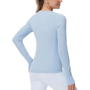 THE GYM PEOPLE Women's Soft Slim Fit Workout Shirts Long Sleeves Crewneck Yoga Athletic Running Tops with Thumb Hole