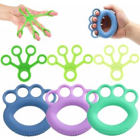 Hand Grip Strengthener and Finger Exerciser, Forearm Grip and Finger Stretch Workout 6 PCS Hand Strength Trainer Set