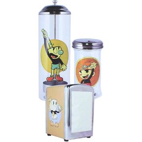 Cuphead Retro Diner Set - Napkin Dispenser/Sugar Shaker/Straw Canister