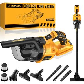 Cordless Vacuum Compatible with 𝗗𝗘-𝗪𝗔𝗟𝗧 20V Max Battery (No Battery), Handheld Battery Powered Vacuum Cleaner for Wood Floor, Carpet, Car Cleaning, 125AW (Tool Only)