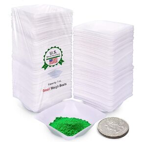 Weigh Boats Small Square Weighing Boats for Scales | 125 Pack Disposable Measuring Dishes for Powders, Crafts, Samples, and Lab Use (Y101)