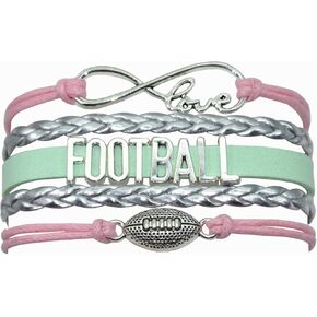 Football Bracelet Infinity Football Charm Bracelet Football Jewelry Gifts For Football Team, Player, Lovers, Fans, Football Themed Gifts Bulk