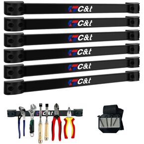 Magnetic Storage Organizer Tool Holder, Magnetic Tool Holder Strip, 6-Pack Magnetic Tool Bar,1-Pack Wrist Magnetic Holder for Garage,Shop and Kitchen | Garage Wall Mount Rack- Mounting Screws Included