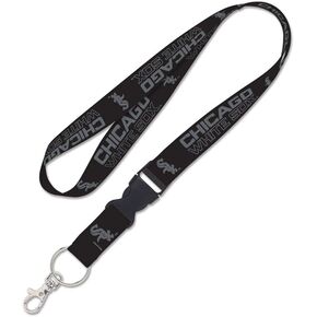 White Sox Lanyard with Detachable Buckle, Black, 1"