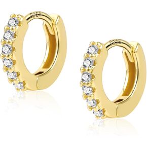 5 Pairs Small 14K Gold 925 Sterling Silver Hoop Earrings for Women Huggie Cartilage Earring Set Cute Mini Thin Tragus Hoops Multiple Piercings Aretes Earrings Sets for Women Trendy (8-10-12-14-16) mm