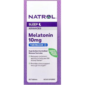 Natrol Advanced Sleep Melatonin Tablets, Maximum Strength 10 mg 60 ea (Pack of 3)