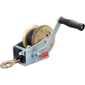 BIG RED ATRT2272SR Torin Heavy Duty Steel Cable Manual Hand Crank Winch: 32.8 ft Nylon Strap and Two-Way Ratchet for Boats, Trailers, Trucks, ATVs