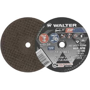 Walter 11L403 4x1/32x3/8 ZIP Steel and Stainless Contaminant Free Cut-Off Wheels Type 1 Grit A60, 25 pack