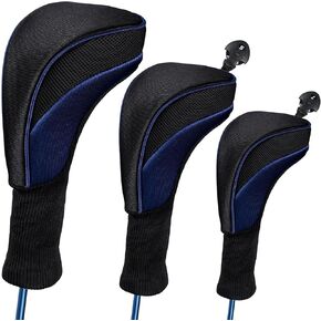 Golf Club Covers Golf Driver Headcover 3 Pcs Golf Head Covers Set with Interchangeable No. Tags 3 4 5 6 7 X Golf Accessories for Men Women