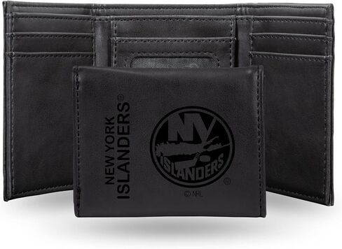 Rico Industries NHL New York Islanders Laser Engraved Black Tri-Fold Wallet - Men's Accessory in Saudi Arabia