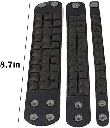 BaBakiak 3 Piece 80s Leather Studded Punk Bracelet, Rock Studded Leather Wristband for Men Women in Saudi Arabia