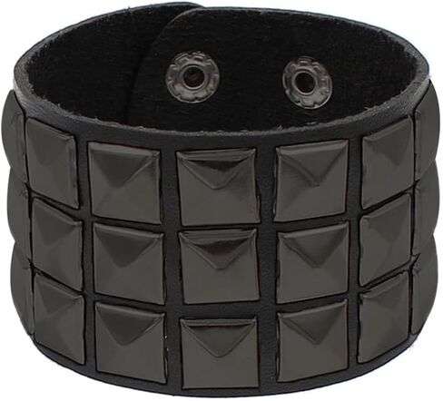 BaBakiak 3 Piece 80s Leather Studded Punk Bracelet, Rock Studded Leather Wristband for Men Women in Saudi Arabia