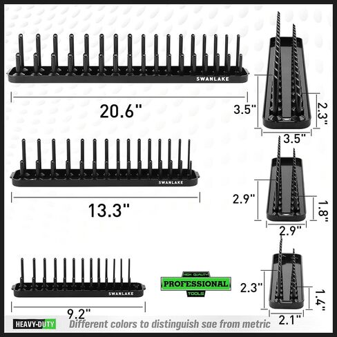صينية تنظيم المقبس SWANLAKE، صينية حامل المقبس مكونة من 4 قطع. SAE ومتري، 1/4 بوصة، 3/8 بوصة (4 قطع صينية تنظيم المقبس) in Kuwait